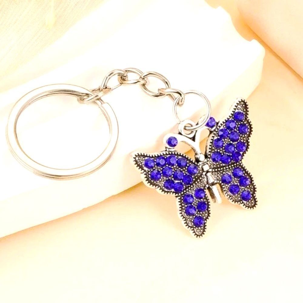 New Butterfly Crystal Keychain Purse Charm Affordable Gift Present Silver